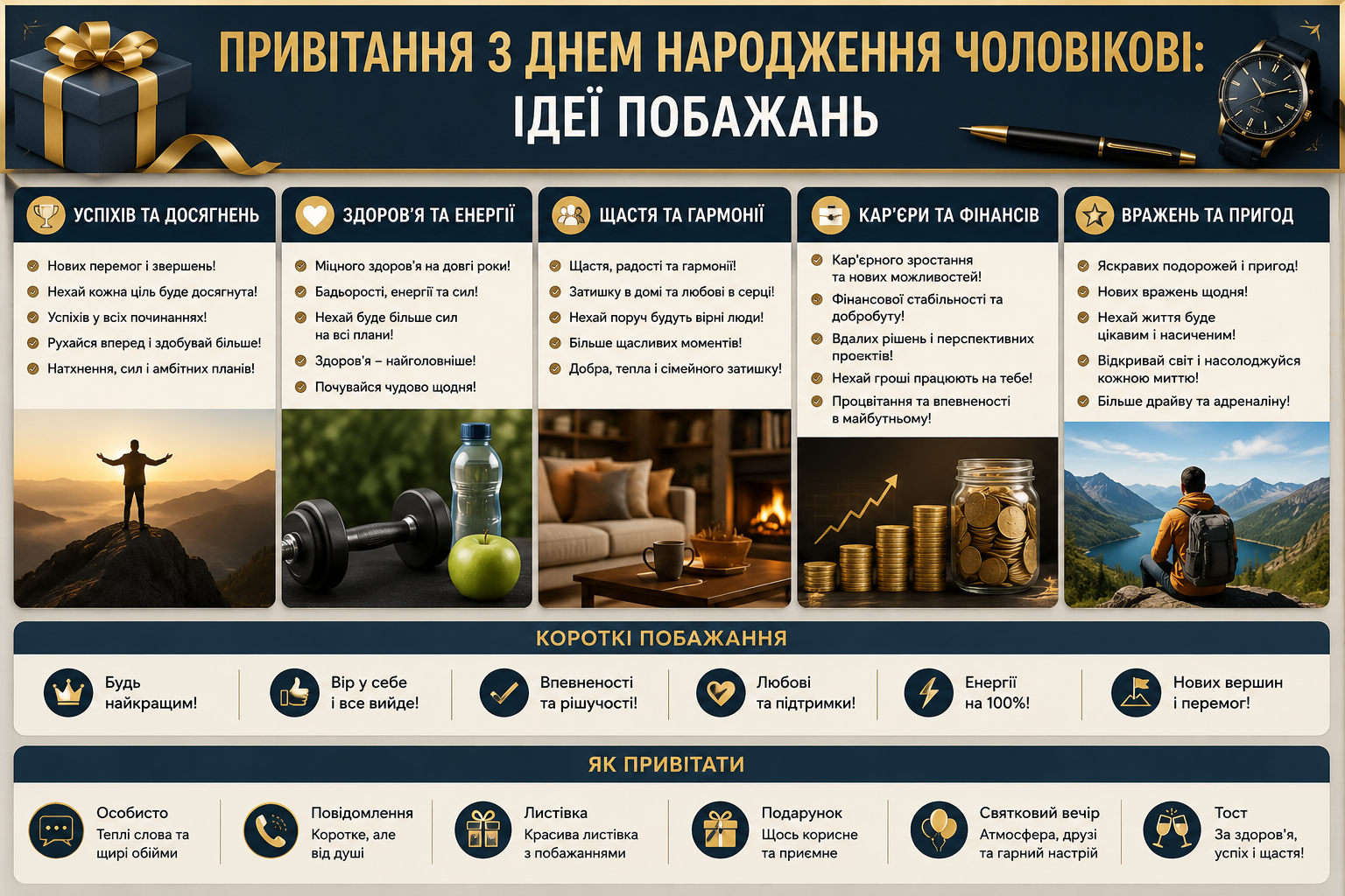 Ідеї привітань і побажань чоловікові з днем народження