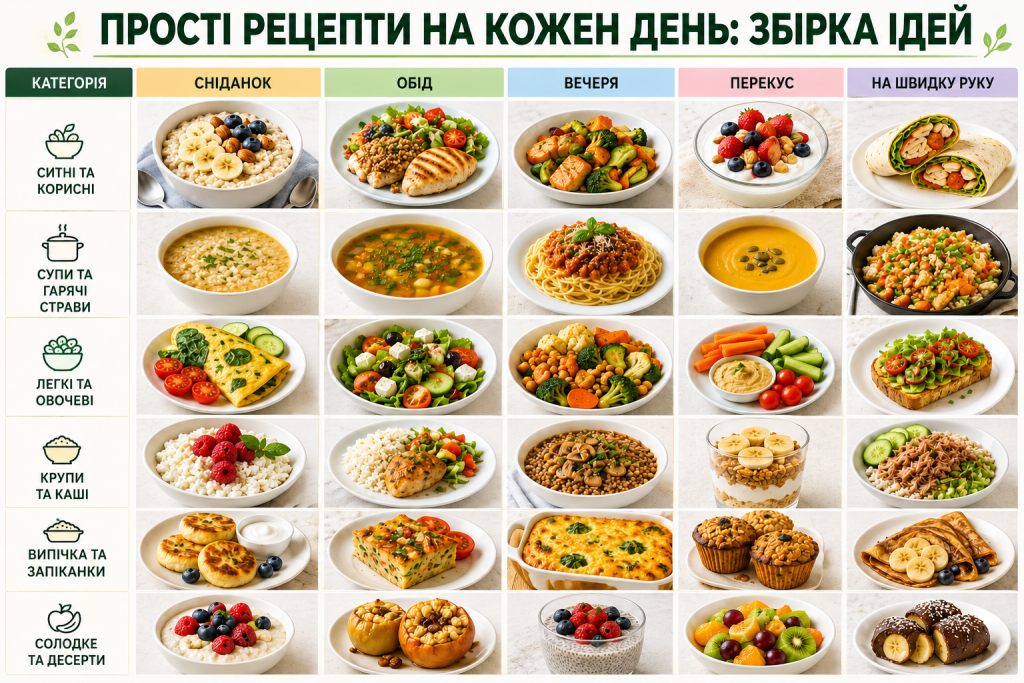 Прості рецепти на кожен день для сніданку, обіду та вечері